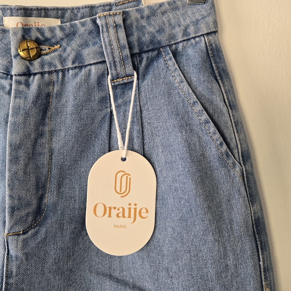 NEW Oraije Paris Elise Wide Leg Blue Denim Jeans Womens Size 6/28 - Picture 7 of 16